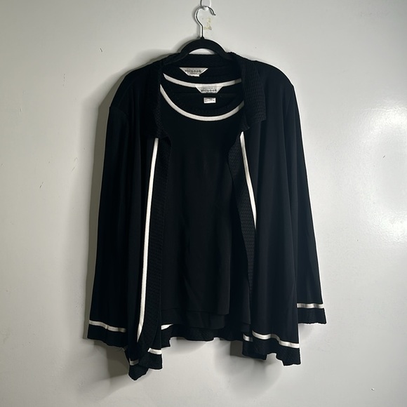 Misook 2 piece set sweater cardigan and sleeveless top size 3x black and… - Picture 4 of 10